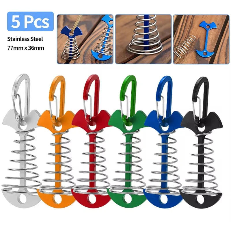 1/5Pcs Adjustable Plank Floor Spring Fishbone Anchor Tent GlowCart