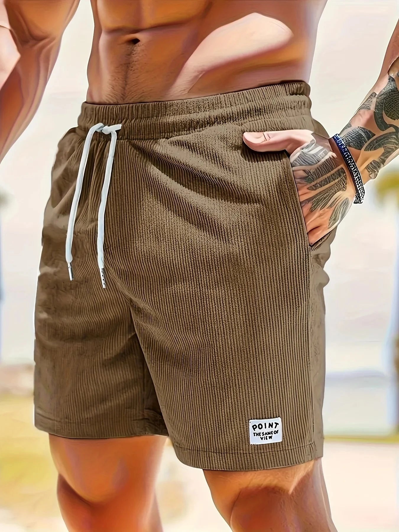Summer Men Corduroy Shorts Casual Lightweight Loose fit GlowCart
