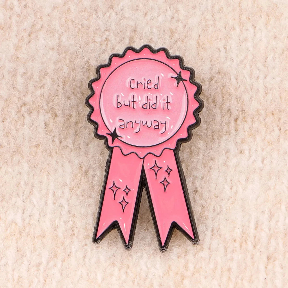 Funny "Cried" Enamel Pin Pink Ribbon Brooch Pines Lapel Pins GlowCart