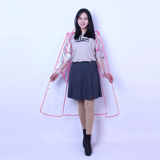 Fashion Long Transparent EVA Rain coat Women Adult Men GlowCart