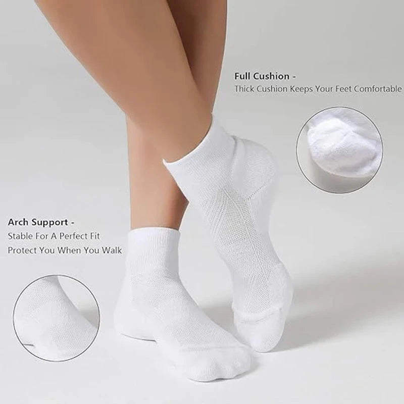 6 Pairs Men Running Sports Socks Comfortable Sweat Absorbing Breathable Cushioning Shock-Absorbing Basketball Sports Casual Sock GlowCart