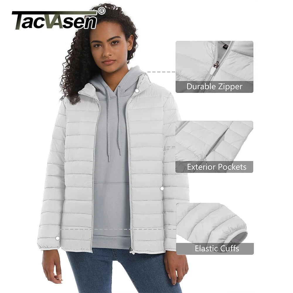 TACVASEN Full Zip Up Puffer Jacket Womens Winter Lightweight GlowCart