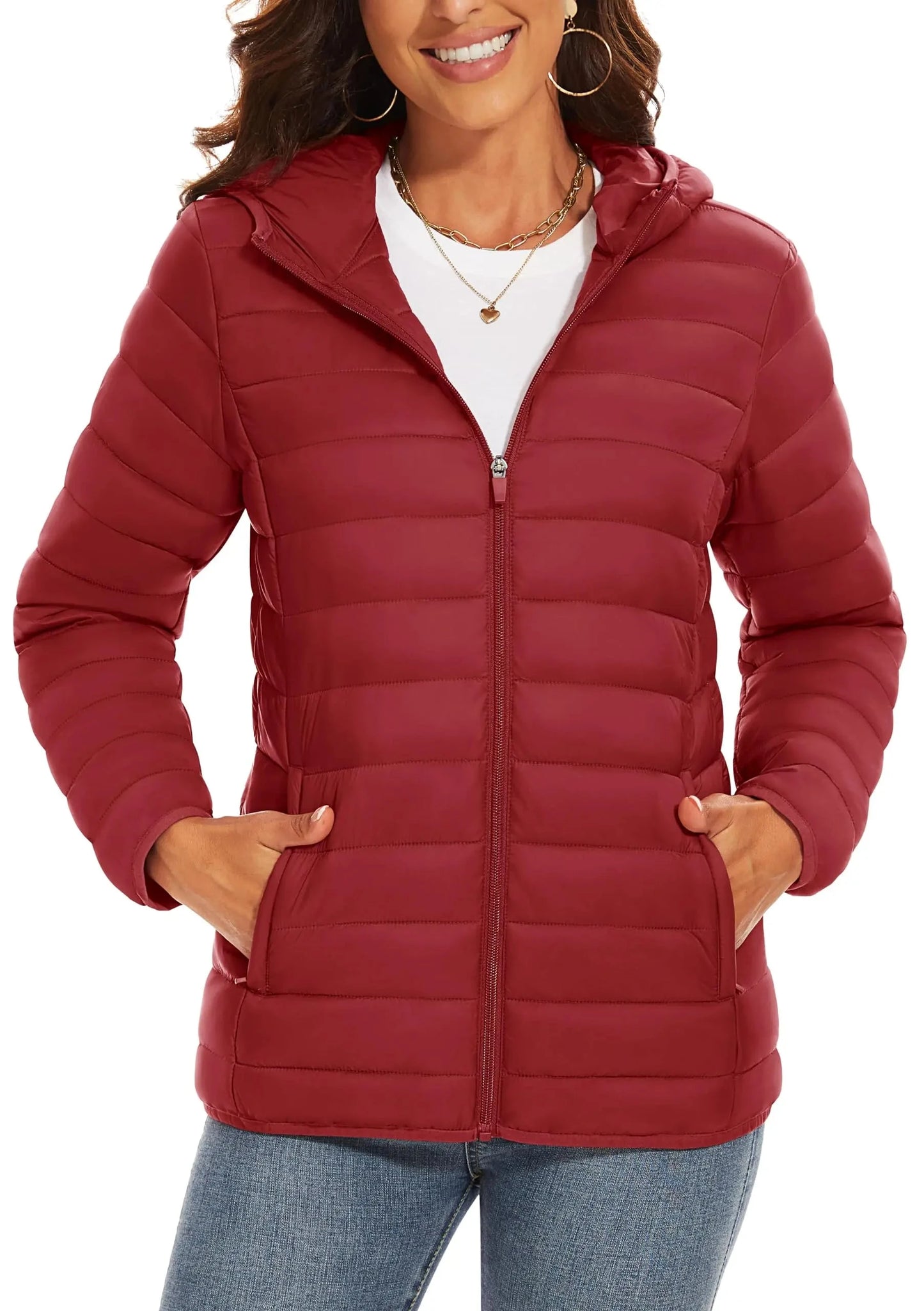 TACVASEN Full Zip Up Hooded Puffer Jacket Womens Winter GlowCart