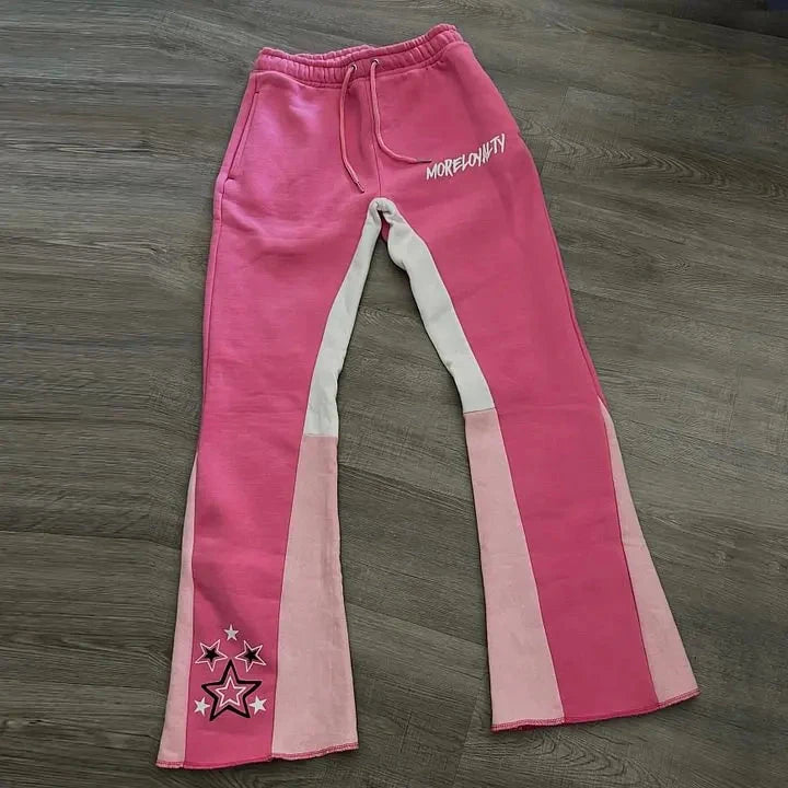 Y2k Flared Pants Men Loose 3D Print Trousers Casual GlowCart