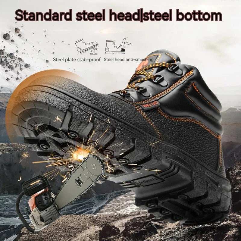 Wear-resisting Men Work Safety Boots Anti-smash