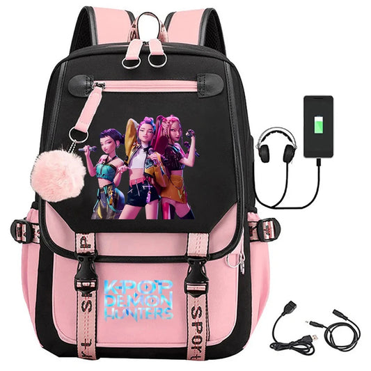 School Backpack for Students KPop Demon Huntes Daily Bagpack 2025 Hot Movie Print Backpacks for Girl Boy Laptop Usb Port Bag GlowCart