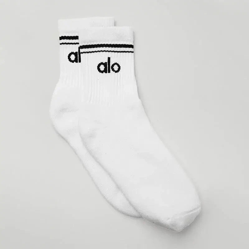 Knit Yoga Socks Women Four Seasons Retro Cotton Comfortable Colorful Middle Length Sports Fitness Long Socks for Yoga Pilates GlowCart