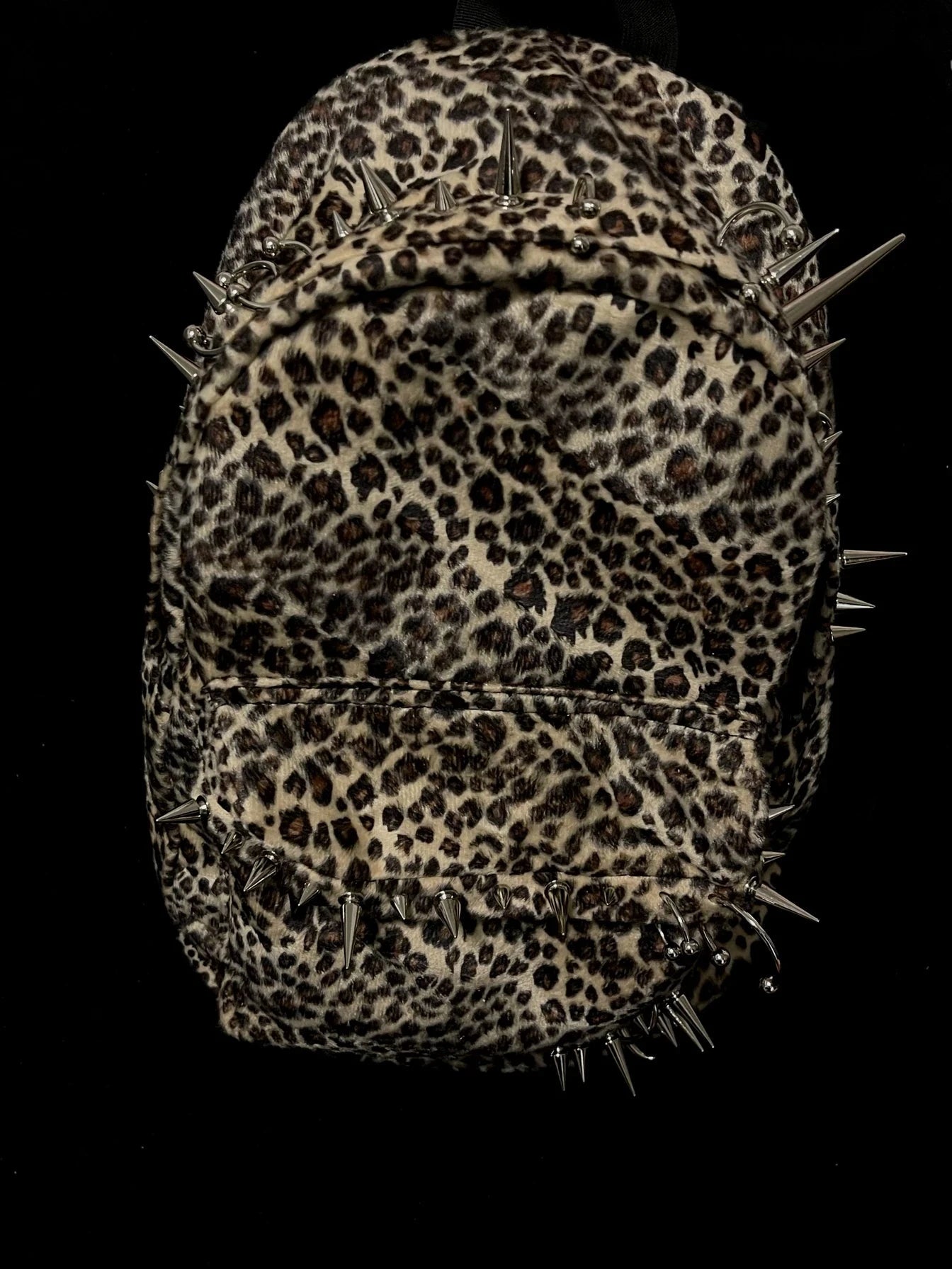 punk rivet leopard print backpack men's bag large capacity GlowCart