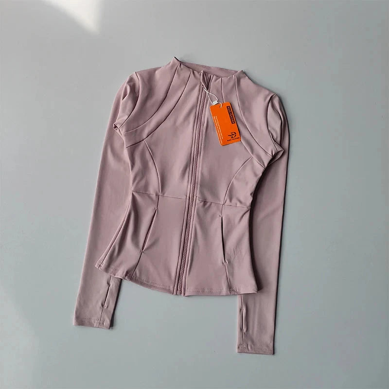 Women's Workout Jacket Long Sleeve Slim Fit Quick-Dry Running Yoga Top for Pilates Training Fall Winter Sportswear GlowCart
