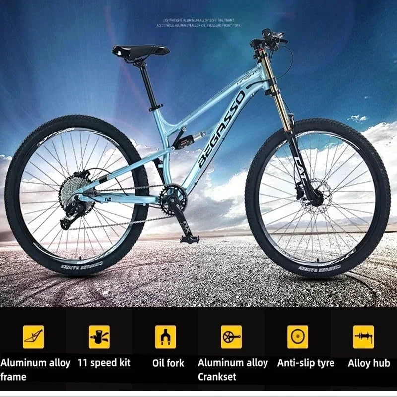 26/27.5 inch MTB Full Suspension soft tail mountain bike hydraulic disc brake off-road racing DH 11 speed Cross Country Bicycle GlowCart