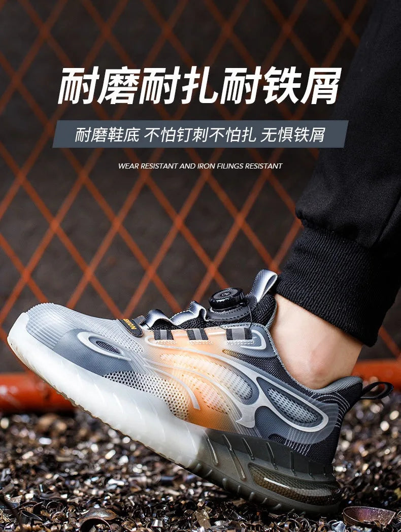 High-top men's all-season universal steel head anti-smash anti-puncture rotating buckle non-slip wear-resistant safety shoes GlowCart