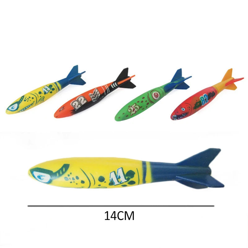 4Pcs/Set Diving Torpedo Underwater Swimming Pool Toys Water Play Outdoor Sport Training Tools for Kids Baby GlowCart