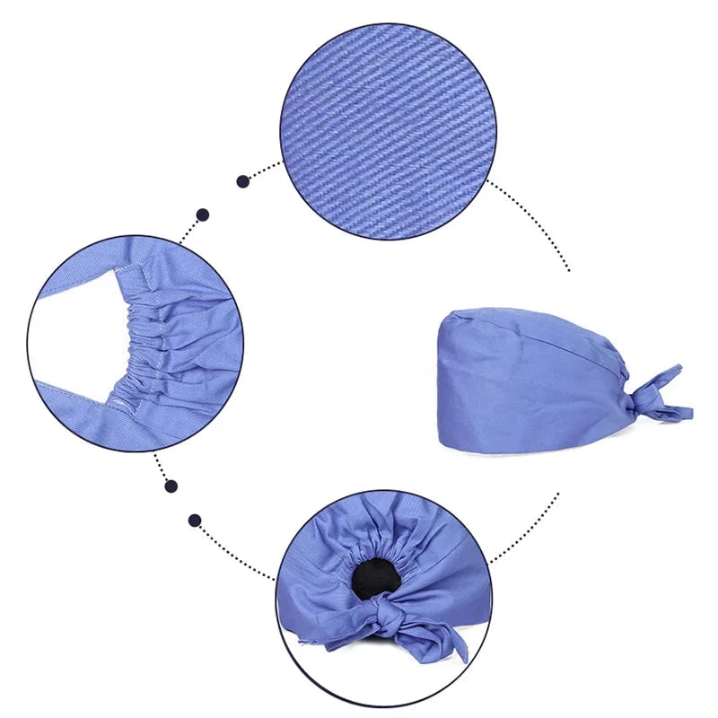 Unisex Women Scrub Nurse Caps Solid Color Adjustable GlowCart