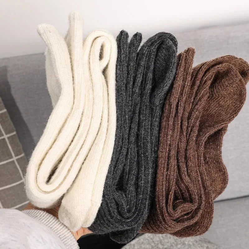 Women Long Socks Cashmere Women Boot Solid Wool Thigh GlowCart