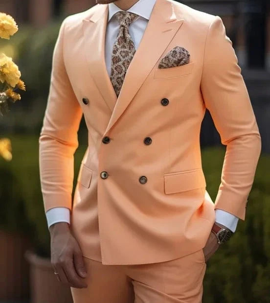 High Quality Brown Men's Suits Double Breasted Bespoke GlowCart