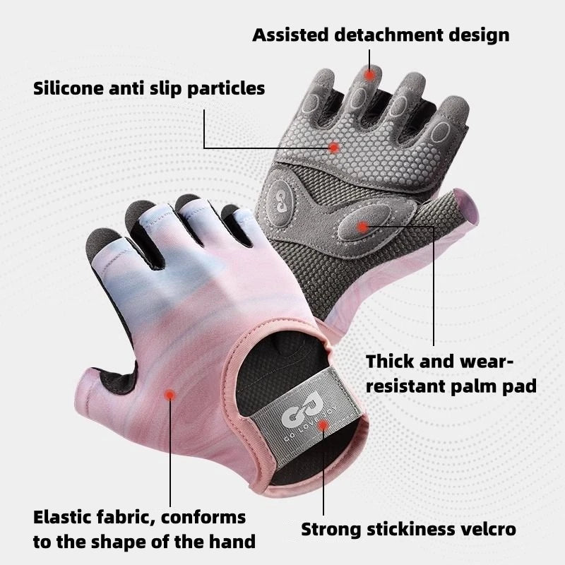 RNABAU Bike Gloves Women Half Finger Summer Breathable Anti-slip Shockproof MTB Road Bicycle Gloves Cycling Fitness Gym Gloves GlowCart