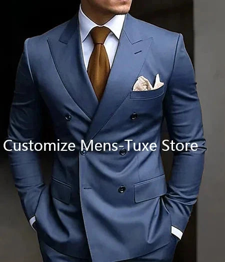 High Quality Brown Men's Suits Double Breasted Bespoke GlowCart