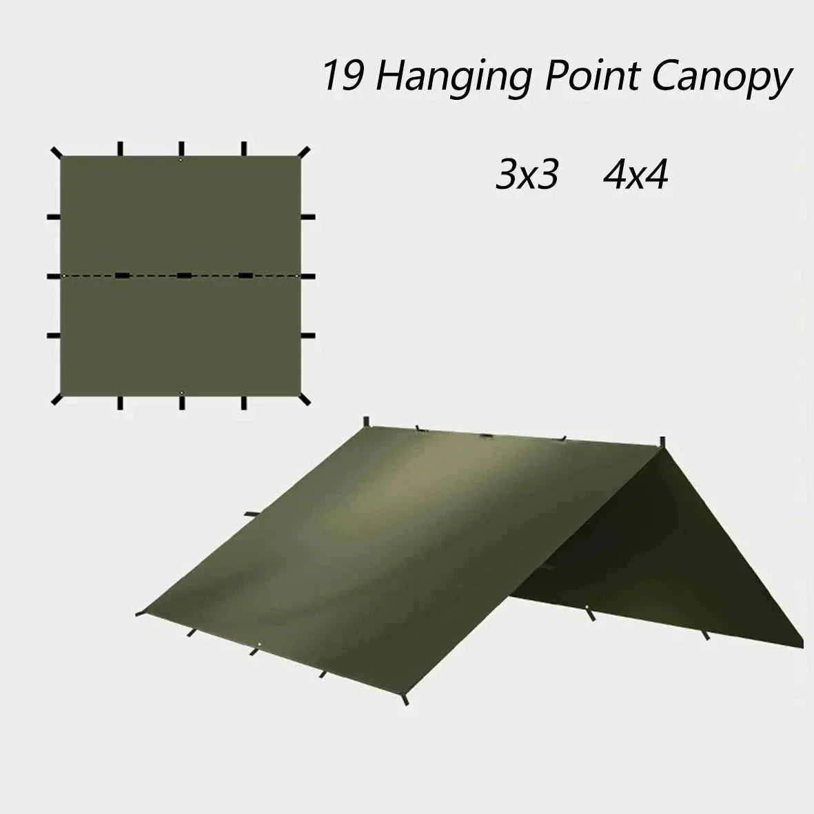 TARKA Camping Tent Tarp 3×3m/4x4m Tourist Picnic Survival GlowCart