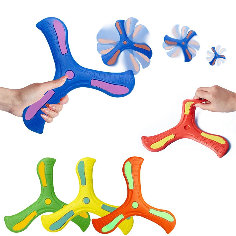 Kids Soft Boomerang Toy Three-Leaf Cross Outdoor Flying Disc Interactive Sports Game for Adults And Kids Decompression Gift GlowCart