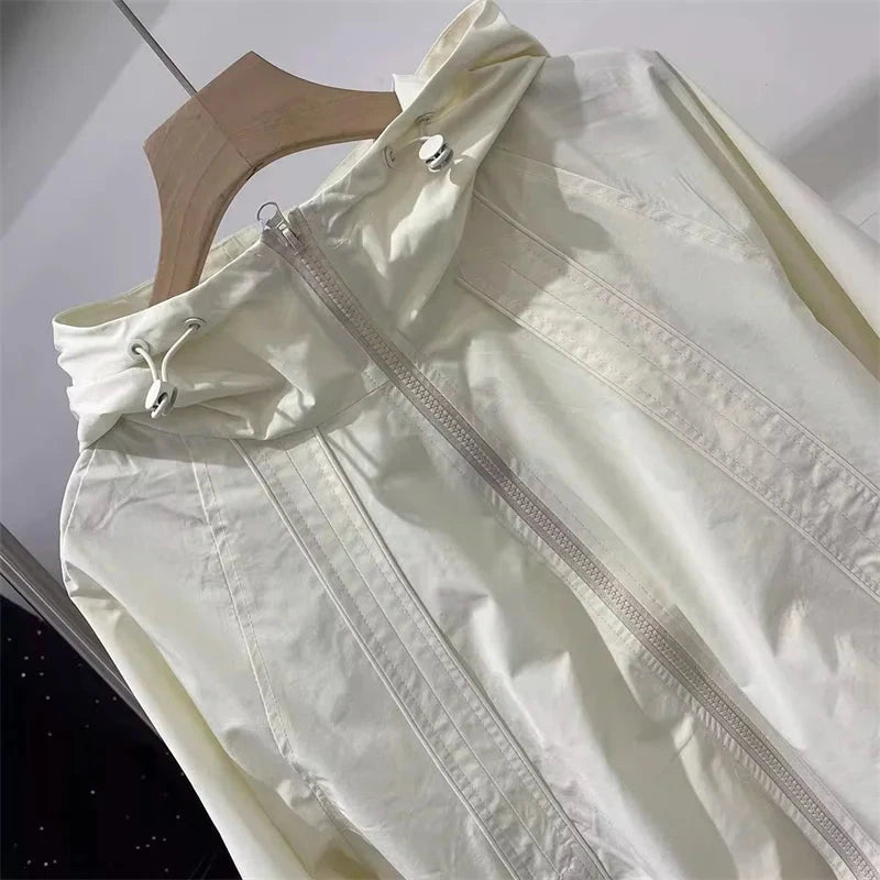 2025New Women Spring Autumn Jacket Coat Fashion Solid Hooded GlowCart