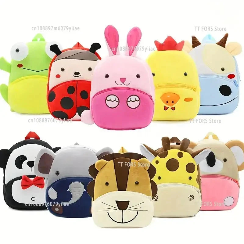 Cartoon Cute Plush Children's Backpack Animal Theme Large Capacity Backpack Boys Girls School Casual School Bag Birthday Gift GlowCart