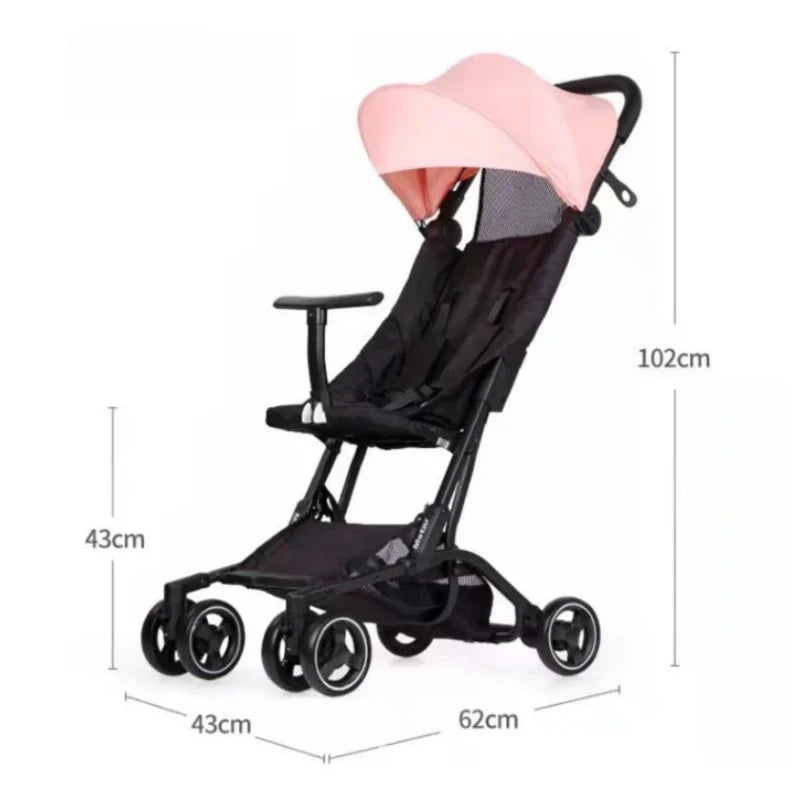 2025 New Simple Boarding Baby Stroller Four-wheel Shock Absorption Lightweight Ultra-small Foldable Baby Stroller GlowCart