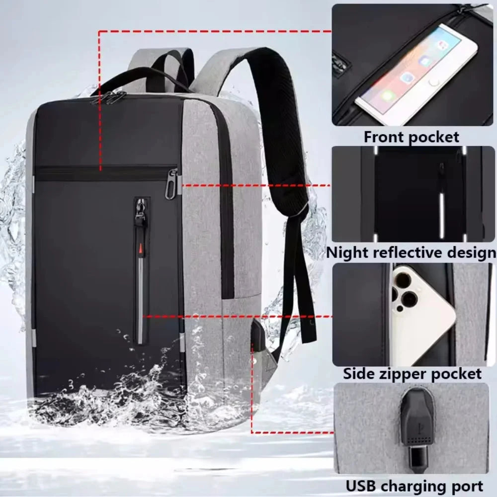 Waterproof Business Backpack Men USB School Backpacks 15.6 GlowCart