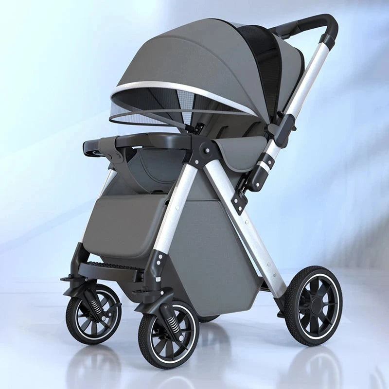 Luxury Baby Stroller Can Sit and Lie Down High Landscape Lightweight One Button Folding Two-way Push Four Wheel Shock Absorption GlowCart