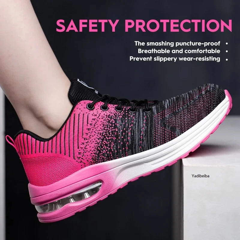 Lightweight Safety Shoes Women Men Air Cushion Work Sneakers GlowCart