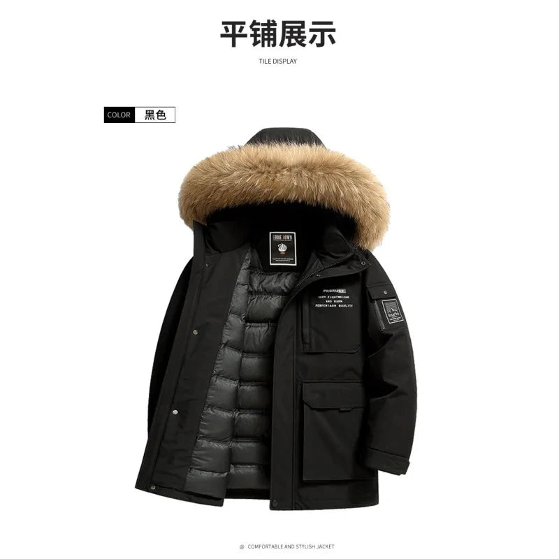 Men's Premium Gray Goose Down Winter Parka - Windproof Cold GlowCart