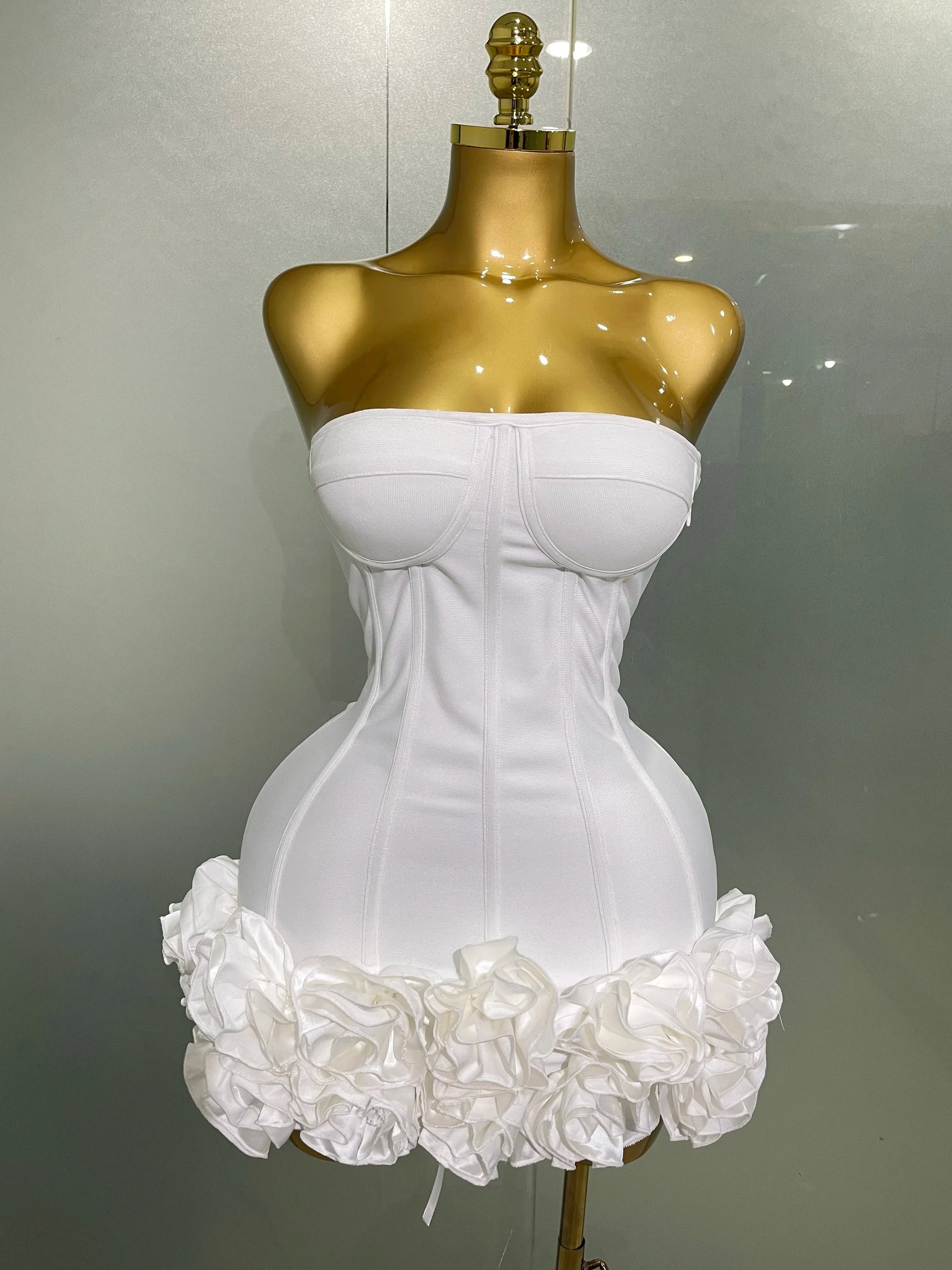 2025 Sexy Evening Bandage Dress Strapless Bodycon Flowers GlowCart