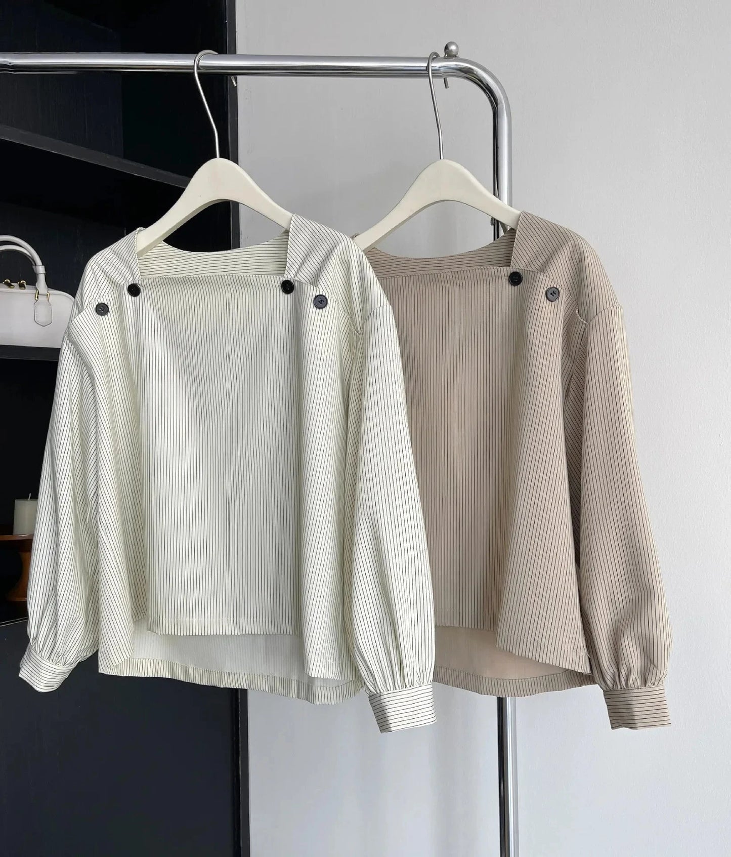 2024 Autumn New Top Korean Version Square Neck High-end GlowCart