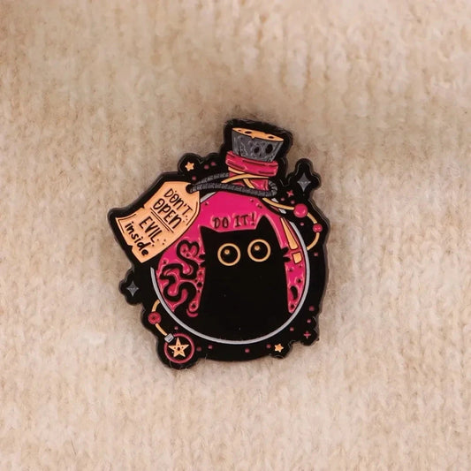 Funny Black Cat Enamel Brooch Pins Cute Animal Lapel Brooch GlowCart