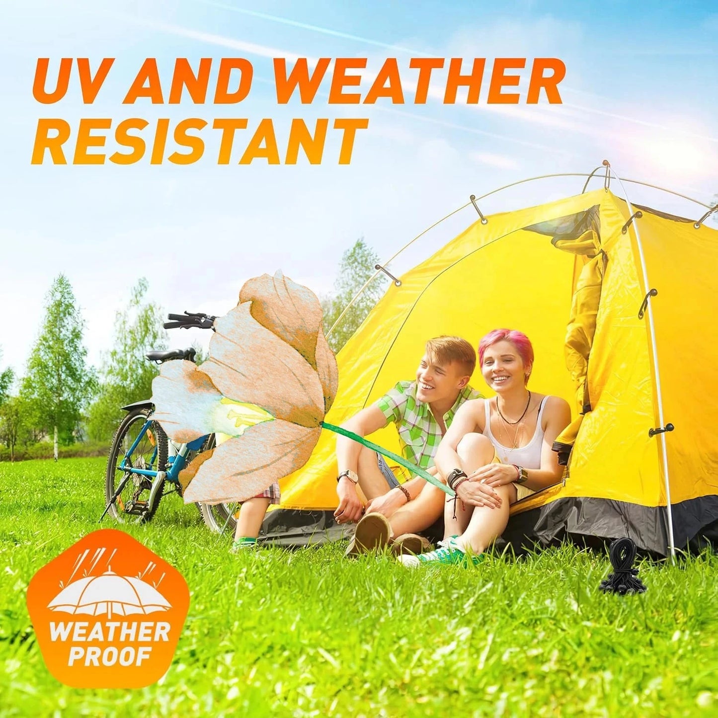 YANBIGUO 50-Pcs Bungee Balls,Black Cord for Canopy Tarp, UV GlowCart