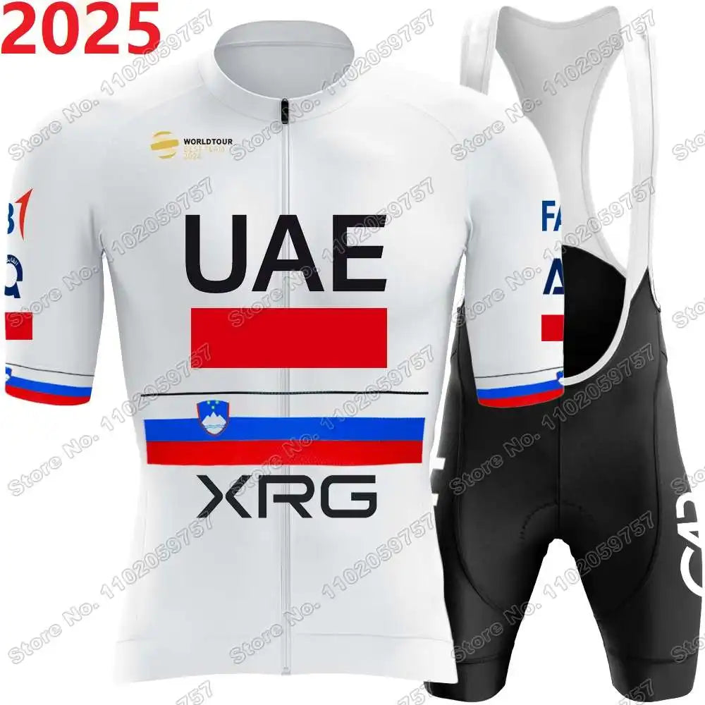 2025 Yellow Pink UAE Team Cycling Jersey Set Slovenia Tadej Pogacar Cycling Clothing Men France TDF Road Bike Suit Bib Shorts GlowCart