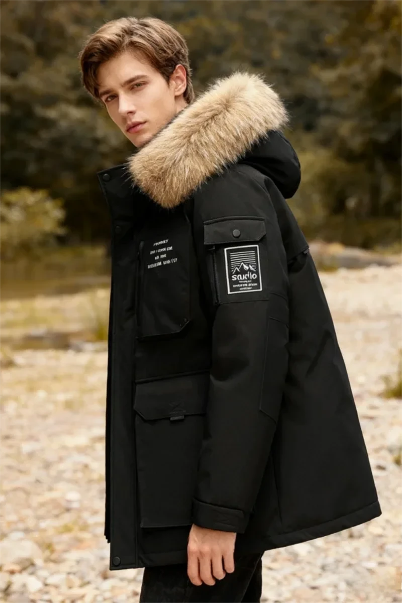 Men's Premium Gray Goose Down Winter Parka - Windproof Cold GlowCart