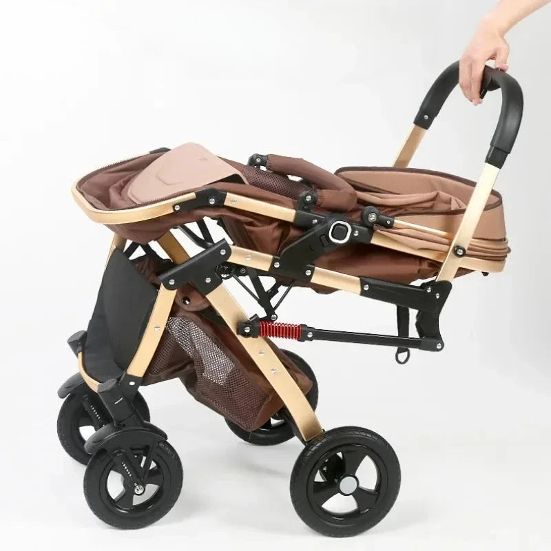 2025 New 3-in-1 Twin Baby Stroller with Car Seat, Portable Foldable High View Newborn Baby Stroller Can Sit or Lie GlowCart