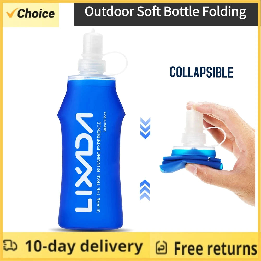 250/300/380/500ml Water Bottle Folding Soft Flask Sport Water Bottle Water Bag Collapsible Water Bottle Running Camping Hiking GlowCart