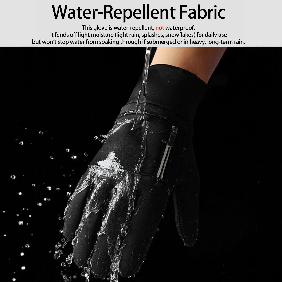 Winter Cycling Gloves Windproof Men Women Touchscreen Warm Gloves Motorcycle Water-Repellent Zipper Pocket Fingertip Flip Gloves GlowCart