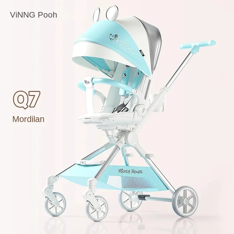 Baby Stroller Can sit and lie Down Lightweight One-touch Folding Waterproof High Landscape 360 ° Rotation Two-way Push Stroller GlowCart