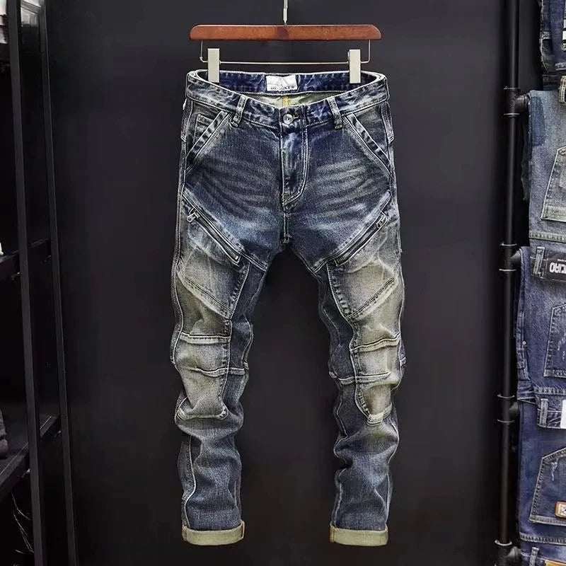 Spring and Autumn New Fashion Trend Retro Solid Color Elastic Small Legs Men's Casual Relaxed Comfortable Breathable Jeans GlowCart