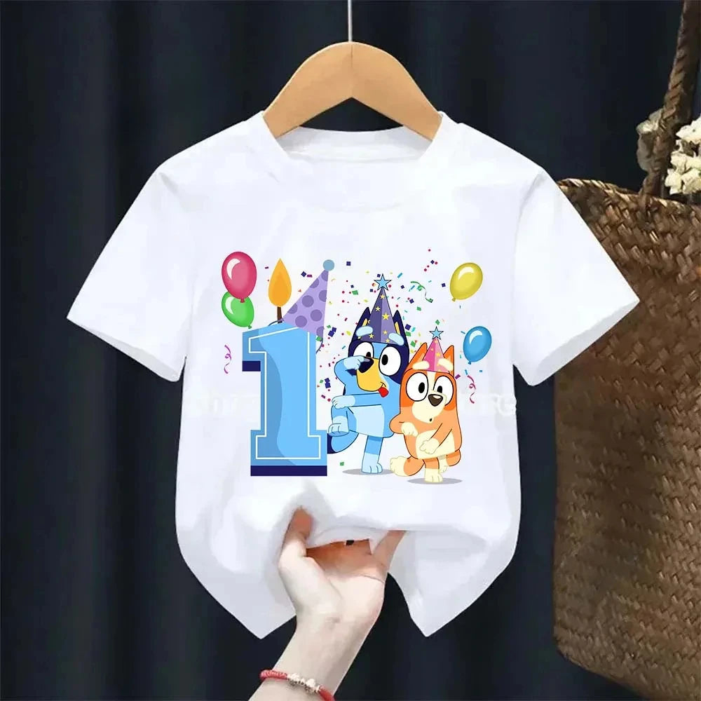 Boys Girl Summer Short Sleeve Children T-shirt Cartoon Birthday Digital Print Breathable Baby Tee Tops Y2k Kawaii Kids Clothing GlowCart
