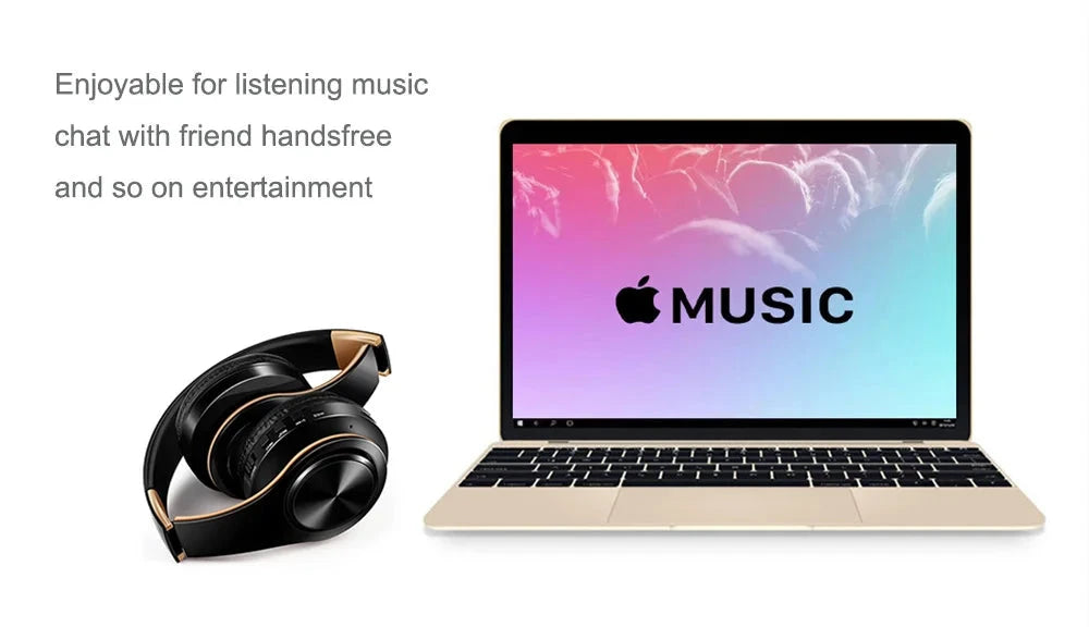 Men Gift Gold Wireless Headphones Bluetooth Earphone Stereo GlowCart