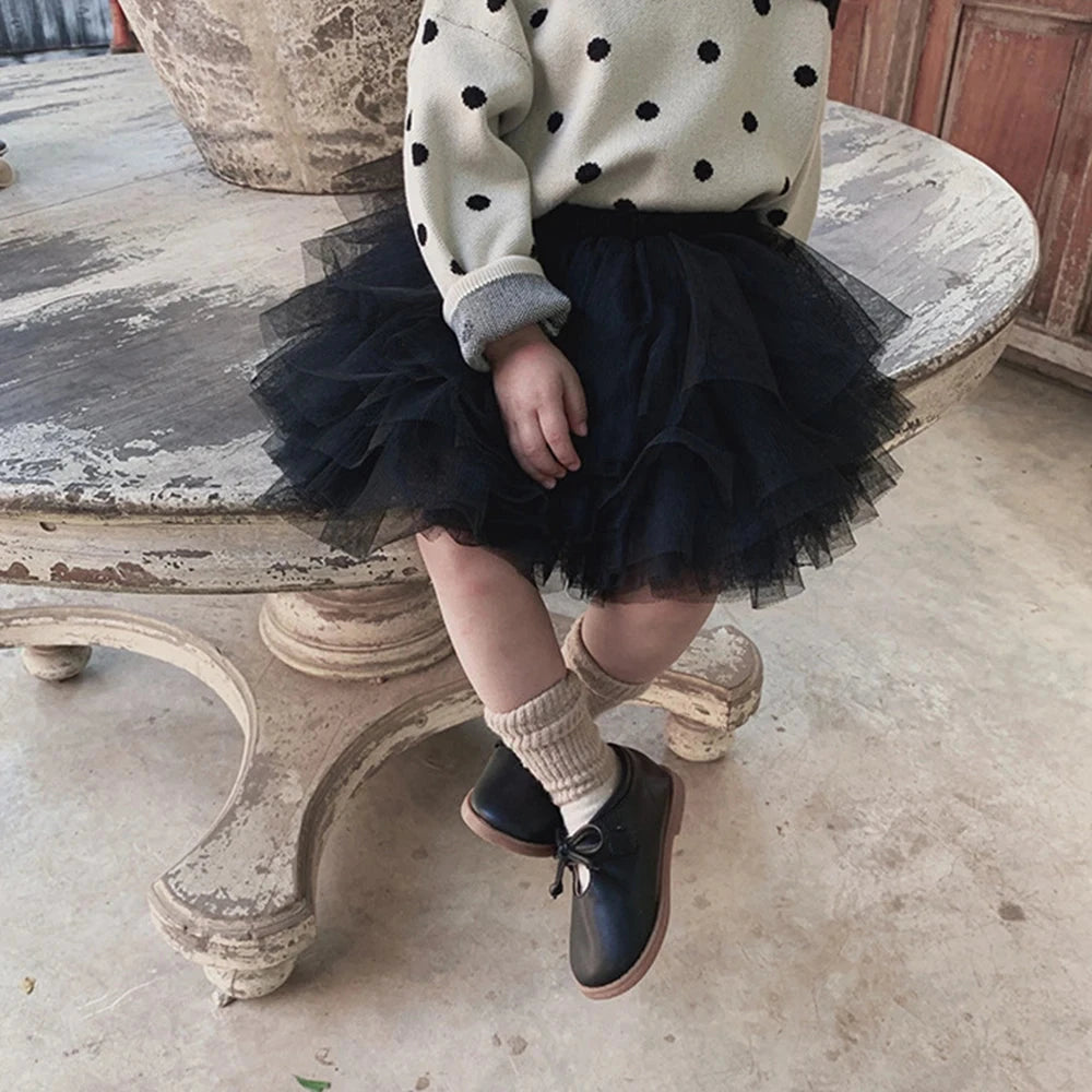 Little Girls Tutu Skirts Black Fluffy Toddler Tulle Princess Ball Gown Pettiskirt Ballet Dance Kids Party/birthday Skirt 1-7T GlowCart