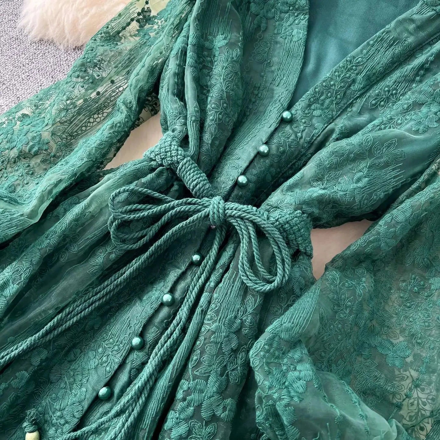 Luxury Embroidery Formal Dresses Women Summer Autumn Lantern GlowCart