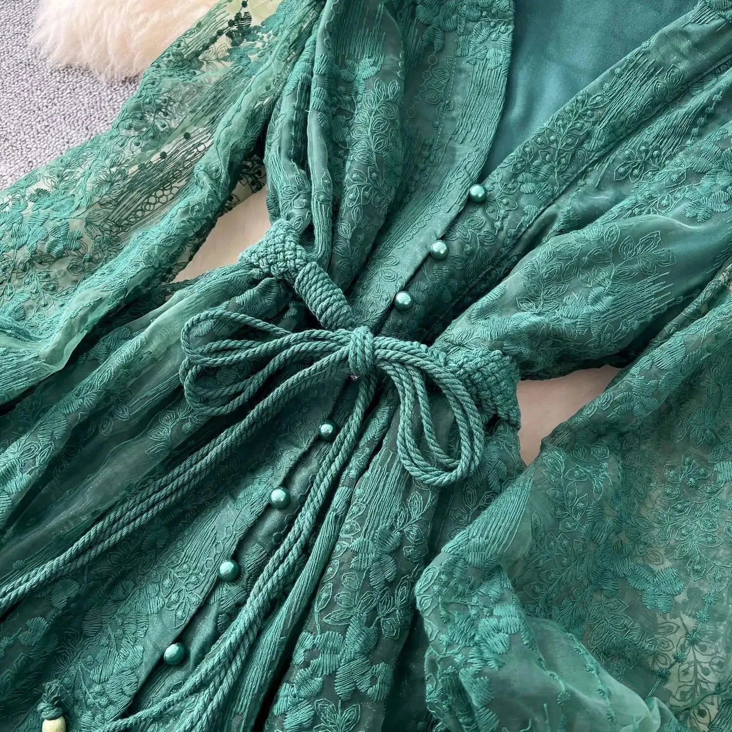 Luxury Embroidery Formal Dresses Women Summer Autumn Lantern GlowCart