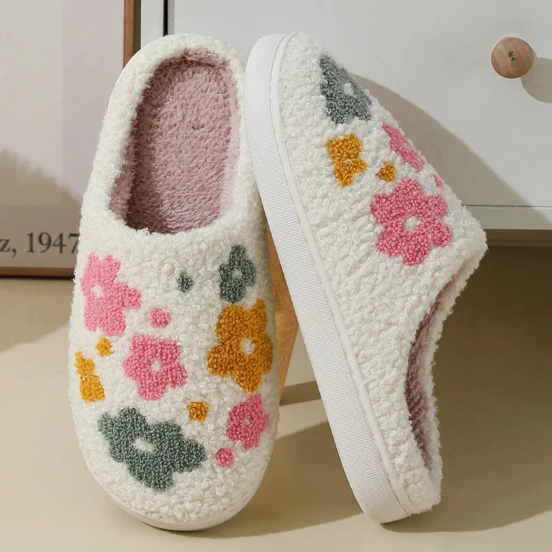 New Winter Lovely Women Slippers Girls Fashion Flowers Home GlowCart