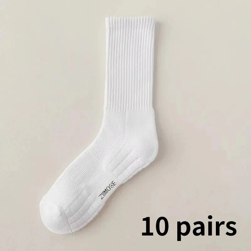 1pc 4pcs 5pcs 10pcs Socks Men's Cotton Spring Towel Bottom with Velvet Mid-tube White Stockings Thickened Sports Basketball Sock GlowCart