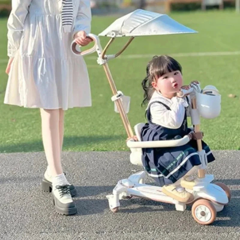 Multifunctional Baby Stroller 6in1 Adjustable Push Rod with Children's Scooter Portable Baby stroller with skateboard for kids GlowCart