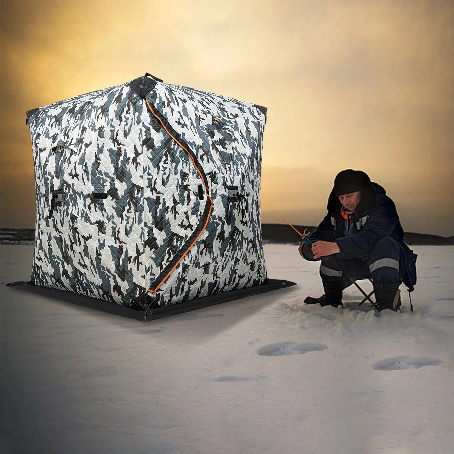 Portable Ice Fishing Shelter Tent for 1-2 Person, Winter GlowCart